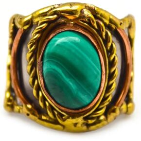 Mixed Metal and Malachite Stone Ring for Women in Saudi Arabia