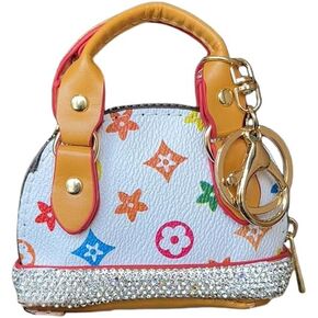 Cute Mini Tote Coin Purse Keychain for Women, Fashion PU Leather Mini Purse Bag Charm for Backpack Wallet Car key in Saudi Arabia