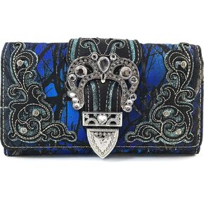Zelris Camouflage Shine Glow Silver Buckle Women Crossbody Trifold Wallet in Saudi Arabia