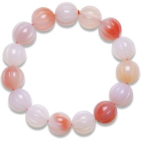Natural Pink Agate Gemstone Beads Large Round Melon-Cut Crystal Stones Pumpkin Bracelet Chain, 1pc/pack in Saudi Arabia