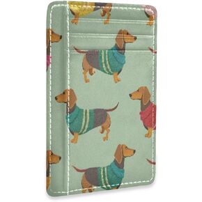 Cute Dachshunds Card Holder Slim Front Pocket Wallet Minimalist RFID Blocking Credit Card Case for Women Men in Saudi Arabia