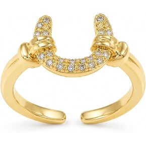 1Pc Horseshoe Ring Gold-hued U Shaped Open Adjustable Minimalist Trendy Comfort Fit Horseshoe Rings for Women Modern Stylish Jewelry Accessory in Saudi Arabia
