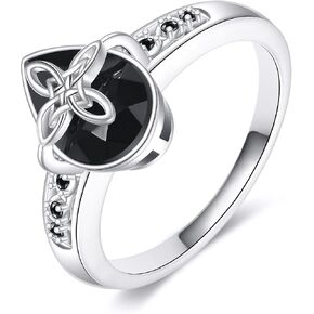 Black Tourmaline Celtic Ring for Men and Women 925 Sterling Silver Celtic Knot Band Vintage Protection Jewelry Gift for Her in Saudi Arabia