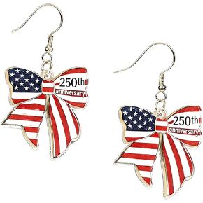 4th of July Earrings for Women, 250th Anniversary Independence Day Earring, Patriotic Celebration American Flag Acrylic Earrings Accessories for Gifts in Saudi Arabia