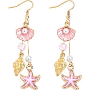Nanafast Seashell Starfish Earrings for Women Boho Conch Shell Drop Earrings Ocean Beach Jewelry for Summer Vacation Outfits in Saudi Arabia