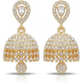Indian Earrings Dainty Jhumka Mini Gold Jhumkas Jewelry for Women CZ Bell Teardrop Dangle Drop Earrings Vintage Bohemian Chandelier Traditional Fashion Accessories in Saudi Arabia
