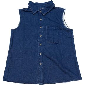 Women's Denim Tank Top Sleeveless Button Down Shirts with Pockets Collared Jean Shirt in Saudi Arabia
