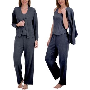 Women's 3 Piece Textured Cable Knit Lounge Set (US, Alpha, Large, Regular, Regular, Navy) in Saudi Arabia