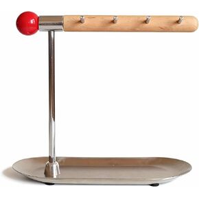 Bauhaus-Inspired Key Bowl & Jewelry Stand — Beechwood Necklace Holder with Brass Bar, Geometric Metal Catchall Tray for Keys & EDC, Entryway Table Key Bowl（Red ball） in Saudi Arabia
