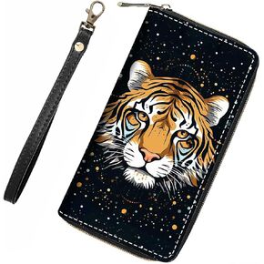Brown Cow Print Wallet for Women with Credit Card Holder Coin Money Clip PU Leather Zip Around Clutch Wallet in Saudi Arabia