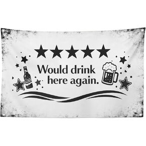 Baiquiro Would Drink Here Again 5 Star Rating Beer Tapestry 3x5Ft Funny Bar Wall Decor 100D Polyester with 4 Silver Grommets for Man Cave Home Bar Party Decoration in Saudi Arabia