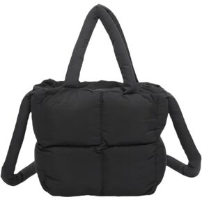 Quilted Puffy Tote Handbags Shoulder Bag for Women Crossbody Bag Nylon Soft Puffer Padded Purse zipper Closure in Saudi Arabia