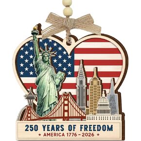 250 Anniversary USA Ornament – 250th Anniversary USA Statue of Liberty Ornament, Independence Day 4th of July Themed Gifts for Men Women, Wooden Hanging Patriotic Decorations in Saudi Arabia