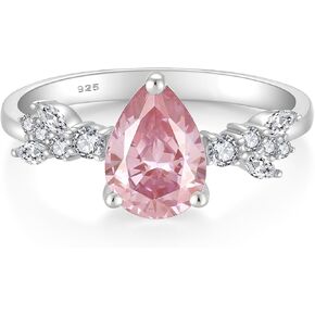 Moissanite Ring for Women 1 CT Pink CZ -D Color VVS1 Engagement Rings 925 Promise Rings Sterling Silver for Her Gift in Saudi Arabia