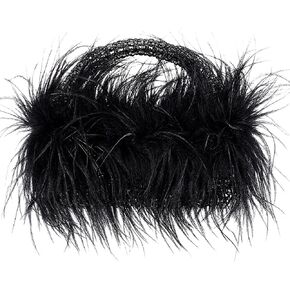 Women Ostrich Feather Clutch Purse Beaded Handbag Fluffy Feather Purse Fluffy Evening for Wedding Prom Banquet in Saudi Arabia