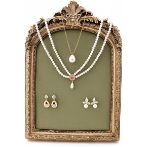 Green Velvet Jewelry Display Organizer & Necklace Display Stand, 10 * 6.7inches Vintage Jewelry Storage with Gold Frame for Bracelet Earring Rings, Pearl in Saudi Arabia