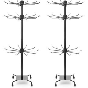 2 Pcs Jewelry Rack, Rotating Jewelry Stands with Hooks, Adjustable Display Holder Organizer, Metal Display Stand for Earrings, Necklace & Bracelet, Vendor Booth Accessories (Black) in Saudi Arabia