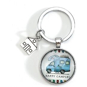 Happy Camper Keychain,Camper Key Chain for Men Women RV Owner Camping Lover,Camping Gifts for Birthday Christmas in Saudi Arabia