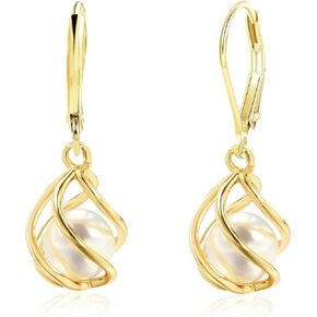 14k gold plated earrings for women hollow circular geometric spiral wrapped pearl hanging earrings elegant earrings for women trendy personalized jewelry gifts in Saudi Arabia