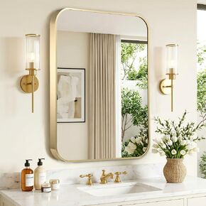 Gold Bathroom Mirror for Over Sink, 24"x36" Aluminum Frame Rectangle Wall Mirror, Modern Decorative Vanity Mirror for Living Room, Bedroom in Kuwait