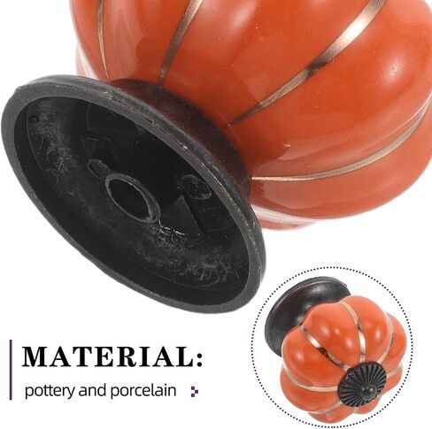 Sosoport Ceramic Pumpkin Cabinet Knobs Pumpkin Shape Closet Pulls Orange Porcelain Drawer Handles 6pcs Room Dresser Wardrobe Bathroom Kitchen Hardware Decor in Kuwait