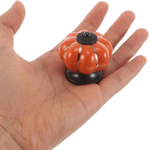 Sosoport Ceramic Pumpkin Cabinet Knobs Pumpkin Shape Closet Pulls Orange Porcelain Drawer Handles 6pcs Room Dresser Wardrobe Bathroom Kitchen Hardware Decor in Kuwait