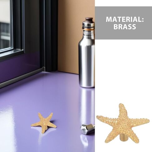 Toyvian 2pcs Brass Star-Shaped Handle Decorative Cabinet Drawer Pulls for ’s Dresser and Closet Doors, Coastal Ocean Sea Creature Design, ’ Room Wardrobe Pulls in Kuwait