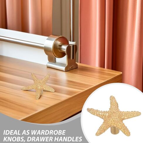 Alipis 2pcs Brass Star Shape Cabinet Knobs for Wardrobe and Dresser Drawers, Ocean Theme Sea Star Handles for Room Furniture Pulls in Kuwait