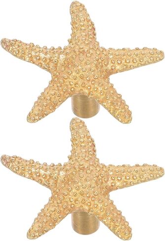 VILLCASE 2pcs Star Shaped Cabinet Door Handles Brass Pull Knobs for Room Wardrobe Dresser Drawer Hardware Nautical Ocean Theme Bedroom Decor in Kuwait