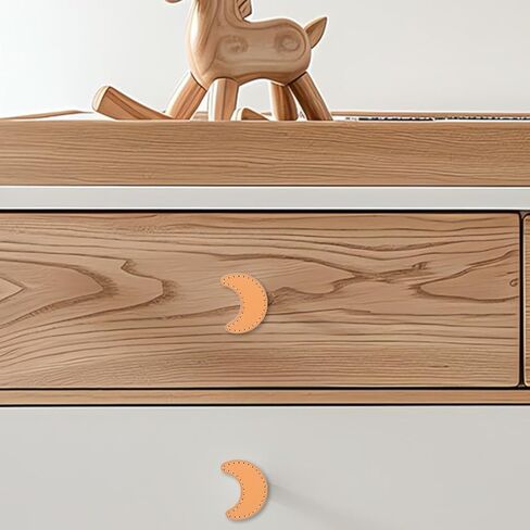 VICASKY 2pcs Moon Shape Cabinet Handles Pu Leather Drawer Pulls Single Hole Wardrobe Hardware for ’ Room Furniture Replacement in Kuwait