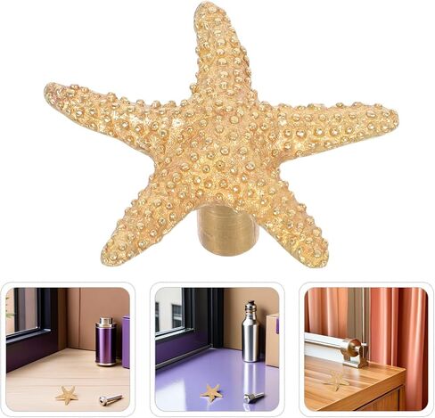 NUOBESTY 2pcs Brass Ocean-Themed Wardrobe Knobs for Closet Doors, Coastal Cabinet Pull Handles, Dresser Drawer Pulls for Room Decor in Kuwait