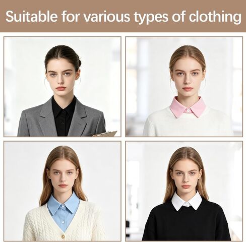 4 Pcs Fake Collar Detachable Dickey Collar Faux False Half Shirt Blouse Collars Tops for Women Girls Daily Outfits Graduation Halloween Costume Accessories (Black, white, blue, pink) in Saudi Arabia