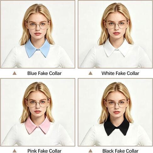 4 Pcs Fake Collar Detachable Dickey Collar Faux False Half Shirt Blouse Collars Tops for Women Girls Daily Outfits Graduation Halloween Costume Accessories (Black, white, blue, pink) in Saudi Arabia