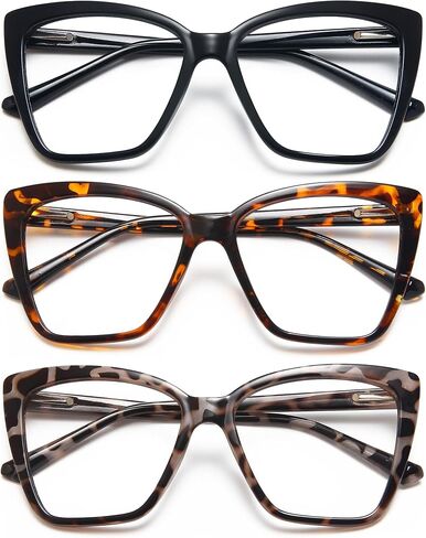 EYEURL Oversized Cat Eye Reading Glasses for Women Blue Light Computer Readers Spring Hinge Fashion Large Eyewear in Saudi Arabia