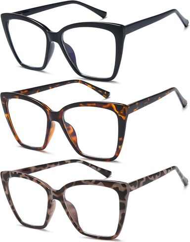 EYEURL Oversized Cat Eye Reading Glasses for Women Blue Light Computer Readers Spring Hinge Fashion Large Eyewear in Saudi Arabia