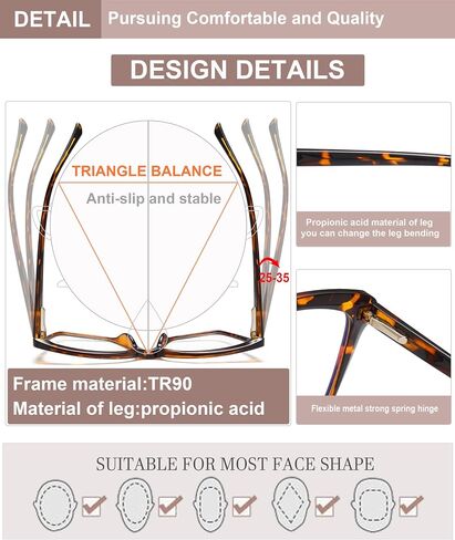 EYEURL Oversized Cat Eye Reading Glasses for Women Blue Light Computer Readers Spring Hinge Fashion Large Eyewear in Saudi Arabia