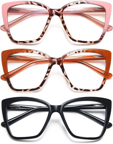 EYEURL Oversized Cat Eye Reading Glasses for Women Blue Light Computer Readers Spring Hinge Fashion Large Eyewear in Saudi Arabia