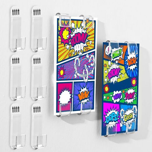 Chunful 24 PCS Comic Book Wall Display Clear Floating Display Relves Comic Book Frame حامل ، غير مرئي ، لا مسامير لاصق ذاتي in Kuwait