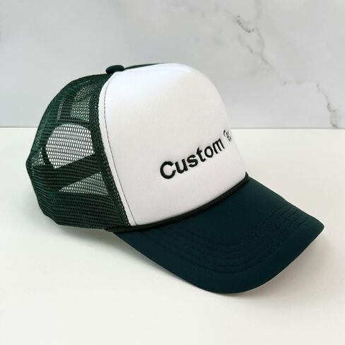 Custom Embroidered Foam Trucker Hat, Personalized Mesh Snapback Cap, Add Your Own Text, Name & Quote, Custom Thread & Font Options for Men & Women White in Saudi Arabia