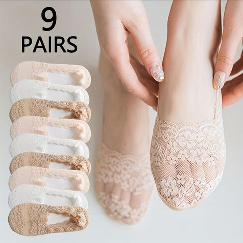 9 Pairs of Summer Lightweight Women'S Socks with Floral Print, Breathable Ankle Socks in Kuwait