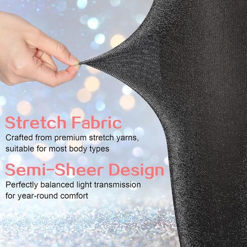 Telooco Women's Plus Size Sparkly Metallic Shimmer Tights, 20D High Waist Glitter Tights Pantyhose for Party (Black) in Kuwait