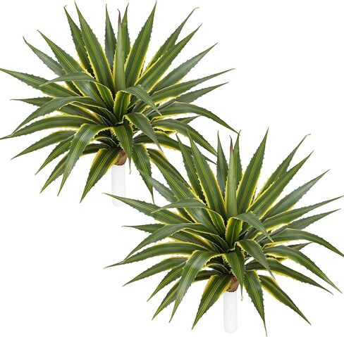 Hollyone 21 Inch Artificial Agave Plants Large Size Fake Agave Plant Stems Realistic UV Resistant Faux Succulent Crafting DIY Greenery Unpotted for Indoor Outdoor Home Decor, Set of 2 in Kuwait