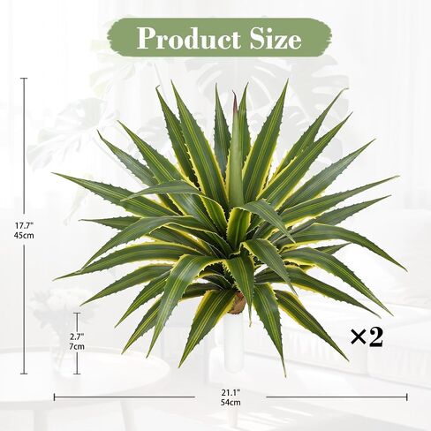 Hollyone 21 Inch Artificial Agave Plants Large Size Fake Agave Plant Stems Realistic UV Resistant Faux Succulent Crafting DIY Greenery Unpotted for Indoor Outdoor Home Decor, Set of 2 in Kuwait
