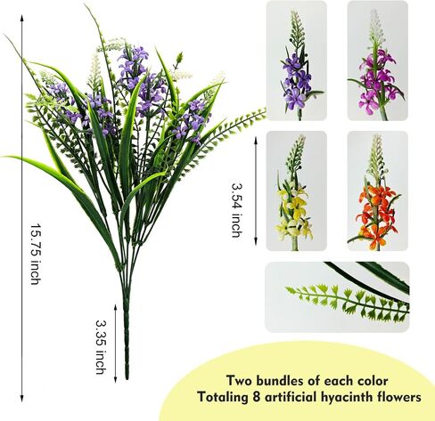 8 Bundles Artificial Flowers for Outdoors Faux Plants Greenery Shrubs UV Resistant for Porch Balcony Patio Garden Home Decor in Saudi Arabia