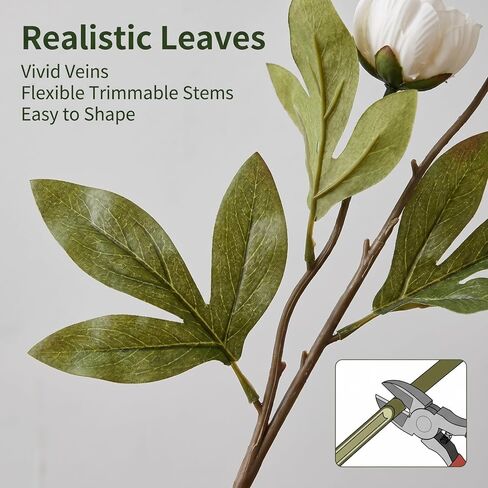 Faux Silk Peony, Artificial Peonies Flowers, Large Silk Peonies with Stems, Fake Flower for Decor Wedding Centerpieces Tables, 27 inch 6 PCS in Saudi Arabia
