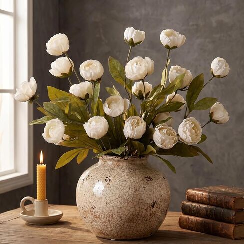 Faux Silk Peony, Artificial Peonies Flowers, Large Silk Peonies with Stems, Fake Flower for Decor Wedding Centerpieces Tables, 27 inch 6 PCS in Saudi Arabia
