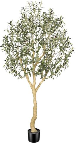 Realead Artificial Olive Tree 6ft - UV Resistant Faux Olive Tree with Realistic Leaves and Natural Wood Trunk - Outdoor Large Fake Olive Tree for Modern Home Office Patio Decor in Saudi Arabia