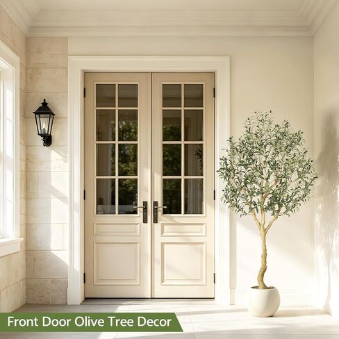 Realead Artificial Olive Tree 6ft - UV Resistant Faux Olive Tree with Realistic Leaves and Natural Wood Trunk - Outdoor Large Fake Olive Tree for Modern Home Office Patio Decor in Saudi Arabia