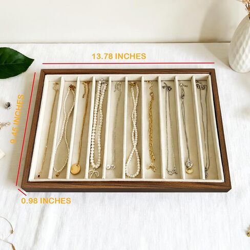 2 Pcs Large Velvet Jewelry Trays for Drawers Stackable Jewelry Drawer Organizer Inserts for Vendors Jewelry Display for Rings Necklace Bracelets Earrings and Studs Earrings (Beige, 2 Pcs 10 Grids) in Saudi Arabia