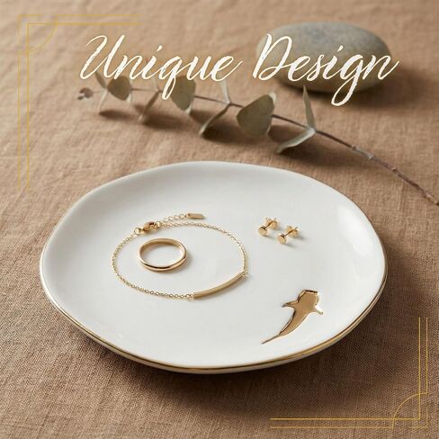 InnoBeta Whale Shark Gifts for Women, Gifts for Shark Gifts Lovers - 4.75" Handcrafted Ceramic Ring Dish with Gold Trim, Decorative Trinket Dish for Rings Earrings Necklaces in Kuwait